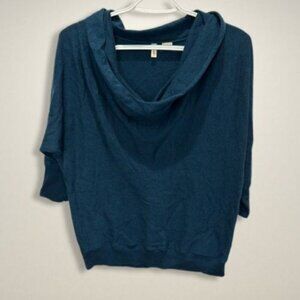 Moth Cowl Turtleneck Sweater Knitted Fabric‎ 3/4 Sleeves Bright Marine Blue W M